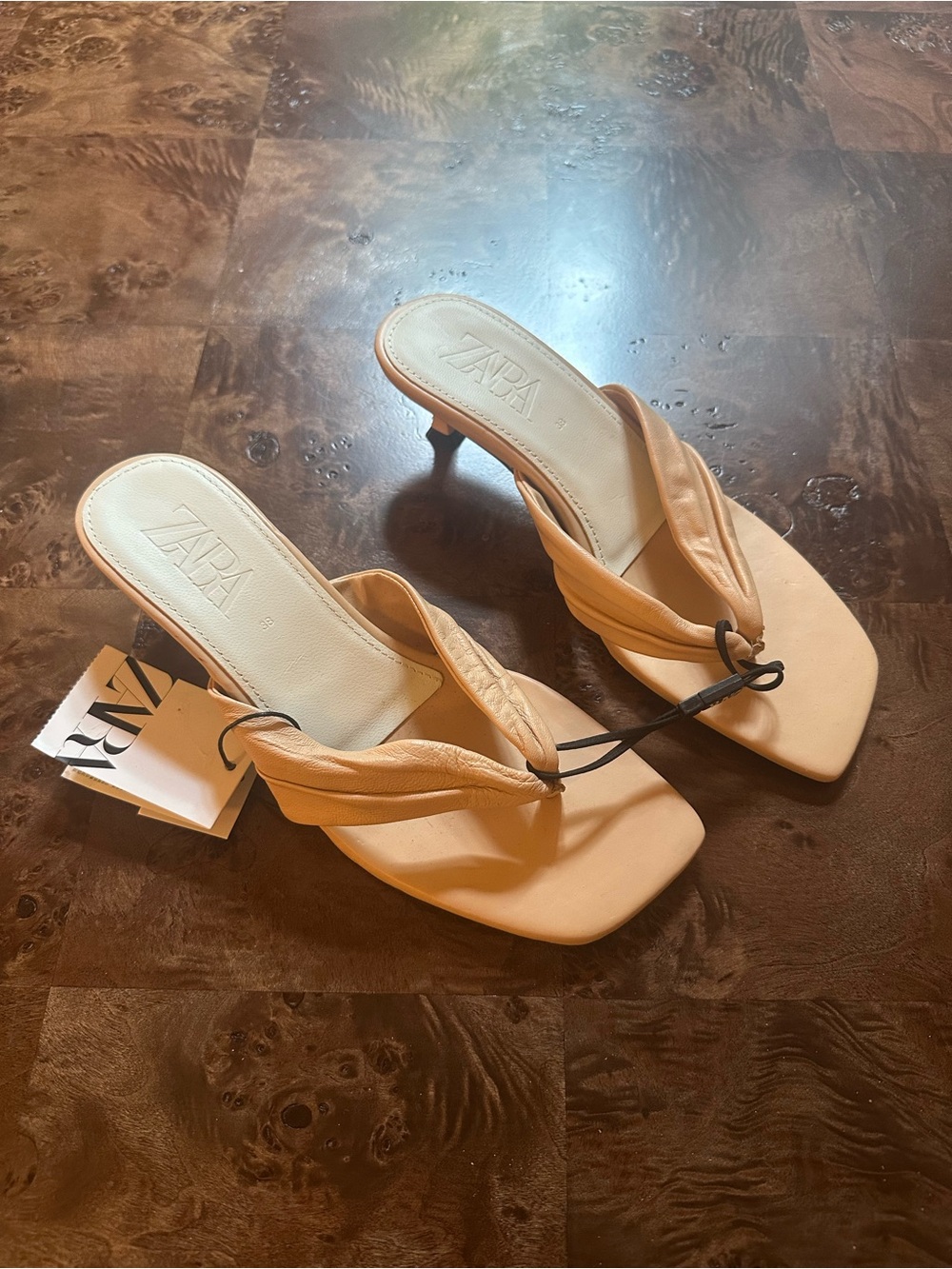 Zara Leather Heeled Sandals size 38